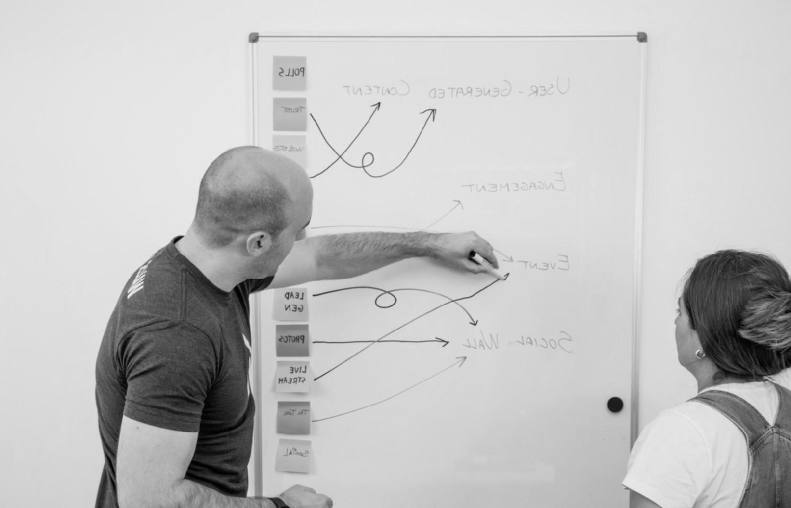 Professional workspace showing collaborative business environment with documents and planning materials